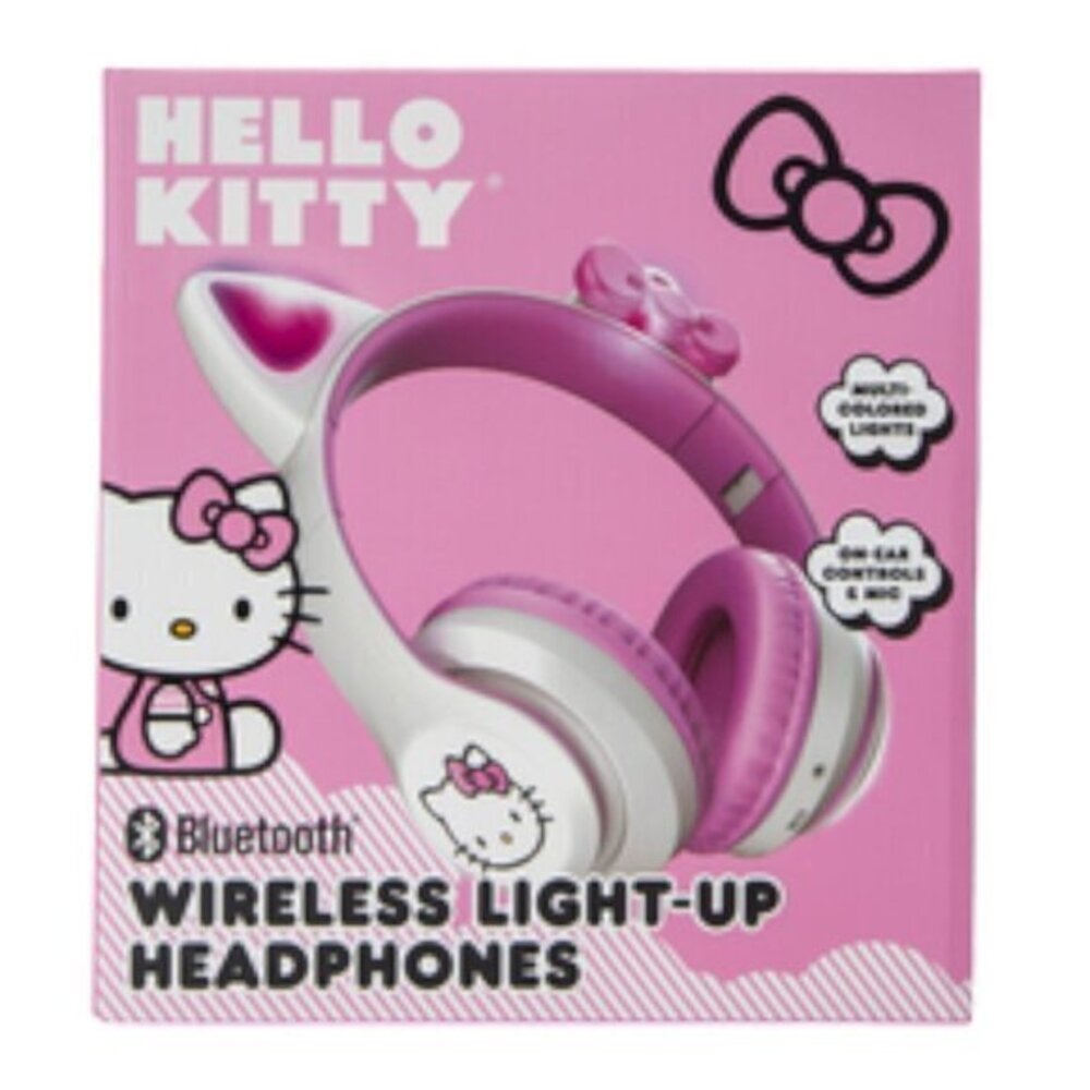 Hello Kitty Limited Edition Cat Ear Bow Wireless Light Up Headphones Sanrio New - Picture 3 of 5